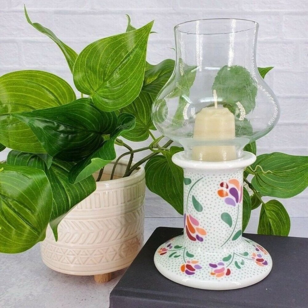 Germaine Monteil Galore Perfume Candle Porcelain Hurricane Sconce Vintage 1980s